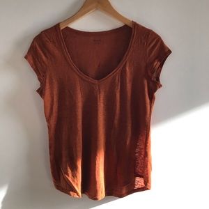 Madewell Copper Colored Linen Tee Size S